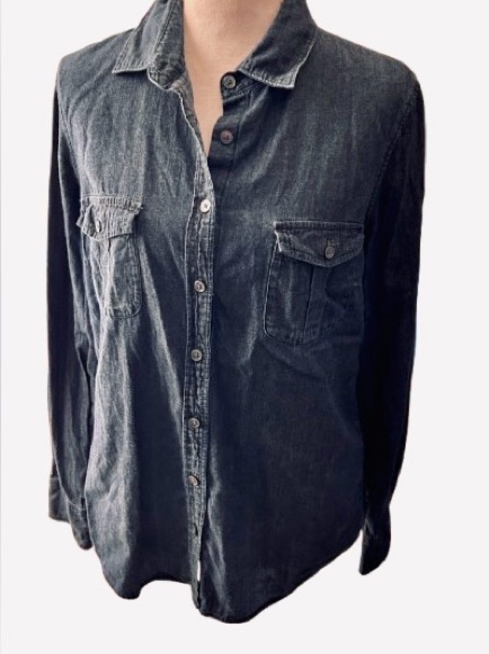 100% Cotton Soft Dark Blue Jean Shirt J. CREW Denim Large 12 Designer